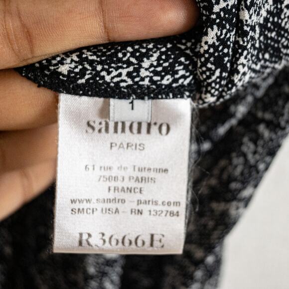 Sandro Paris Women's size 1 Faux wrap tank dress black white - Picture 6 of 10